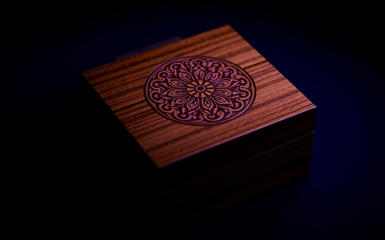 Engraved wooden keepsake gift box with intricate laser detail